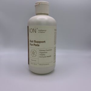 A bottle of gut support for pets