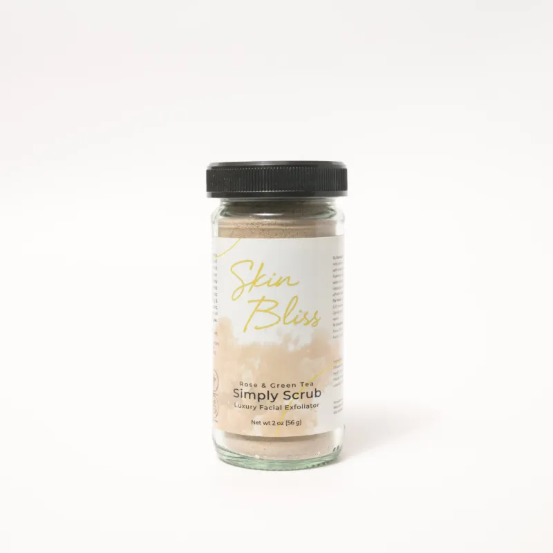 Simply Scrub — facial exfoliator with rose and green tea