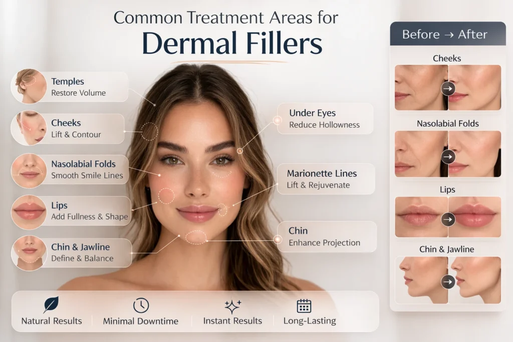 image showing common treatments of dermal fillers